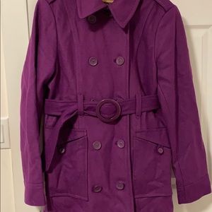 Beautiful purple double breasted trench coat